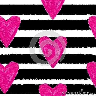 Abstract Hand Drawn Heart Love Seamless pattern Background Vecto Vector Illustration