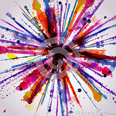 Abstract hand drawn watercolor background firework ,vector illus Vector Illustration