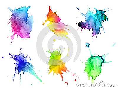 Abstract hand drawn watercolor blots set Stock Photo