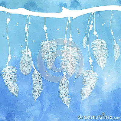 Abstract hand drawn watercolor blue background Vector Illustration