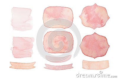 Abstract hand drawn watercolor illustration elements. Pastel circles and bows of watercolor elements isolated Cartoon Illustration