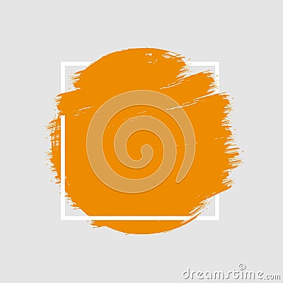 Abstract hand painted brush stroke circle isolated with border frame. Vector Illustration