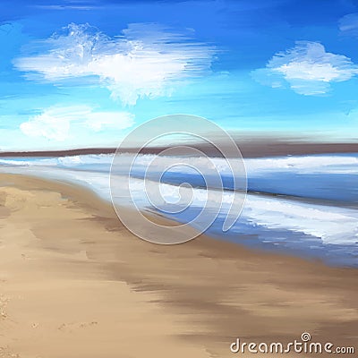 Abstract hand painted seascape landscape design Vector Illustration