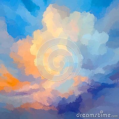 abstract hand painted sunset clouds background Stock Photo