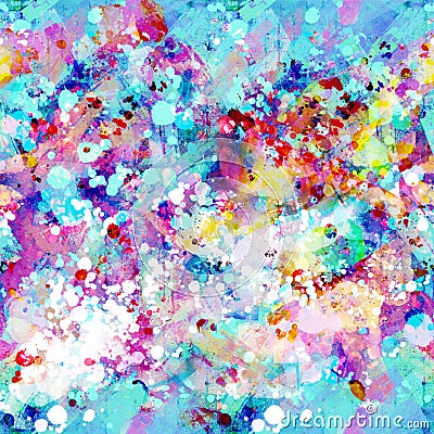 Abstract hand painted surface with bright smudges, blots, spots, splashes and strokes Stock Photo