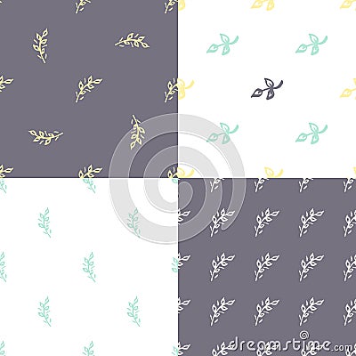 Abstract handdrawn seamless patterns set. Simple texture for backround, fabric or other types of design. Vector Illustration