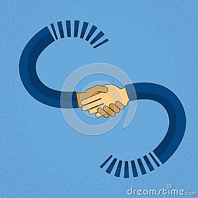 Abstract Handshake Business Agreement Concept Mix Race African American Businessmen Hand Shake Vector Illustration