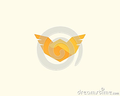 Abstract handshake, wings vector logo. Corporate partnership sign. Delivery, business, cargo, success, money, deal Vector Illustration