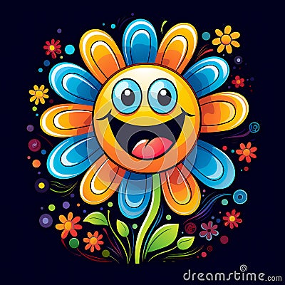 Abstract happy cartoon cute smiling decorative flower Stock Photo