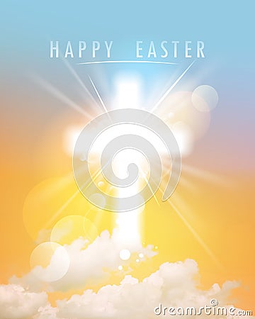 Abstract happy Easter background with sky and clouds Vector Illustration