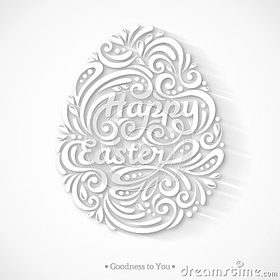 Abstract Happy Easter Lettering in Form of Egg Vector Illustration