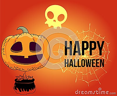 Abstract Happy Halloween 31 October Background with Pumpkin Orange Vector Illustration