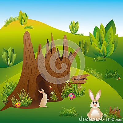 Abstract hares in the wonderland Vector Illustration