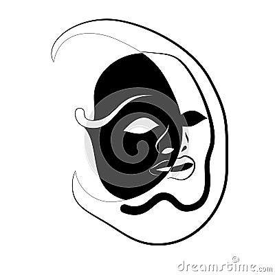 Abstract harlequin mask in the style of Surrealism and avant-garde. Allusions clown mask Stock Photo