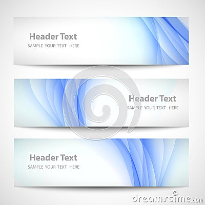 Abstract header blue wave white vector design Vector Illustration