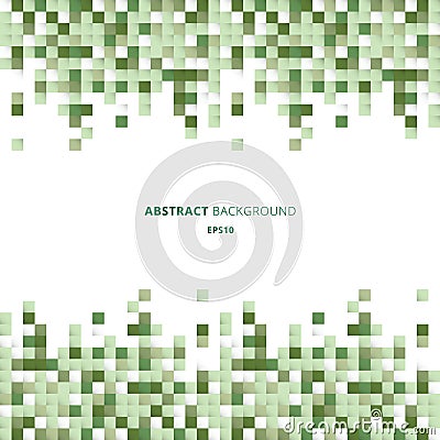 Abstract header and footers geometric white and green squares pattern pixel background with copy space. You can use for design for Vector Illustration