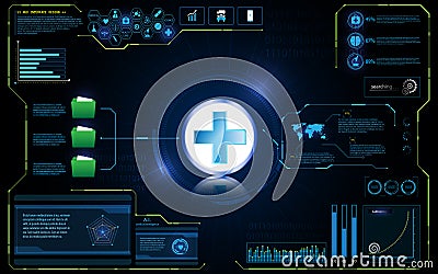 Abstract health care technology innovation concept HUD interface UI design background Stock Photo