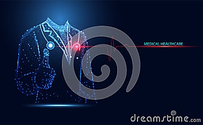 Abstract health medical science consist doctor digital wireframe concept modern medical technology,Treatment,medicine Vector Illustration
