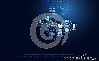 Abstract health medical science healthcare icon digital technology science concept modern innovation,Treatment,medicine on hi Vector Illustration