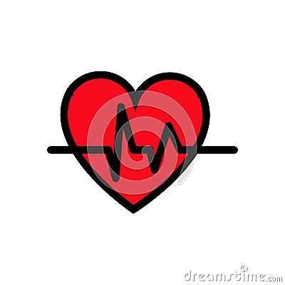 Abstract heart with a cardiogram pattern and pulse, simple icon on a white background. Vector illustration Vector Illustration