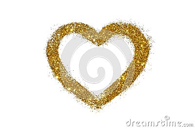 Abstract heart of golden glitter sparkle on white Stock Photo