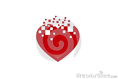 Abstract Heart Shape Logo Love Pixel Symbol Design Illustration Vector Illustration