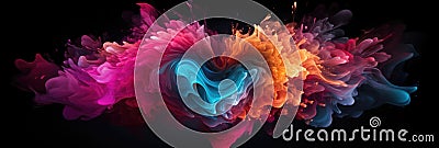 Abstract Heart Shape Magenta Yellow Cyan Colours On Black Background Stock Photo