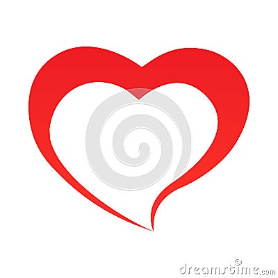 Abstract heart shape outline. Vector illustration. Red heart icon in flat style. The heart as a symbol of love. Vector Illustration