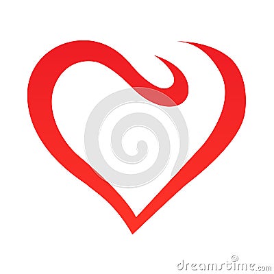 Abstract heart shape outline. Vector illustration. Red heart icon in flat style. The heart as a symbol of love. Vector Illustration