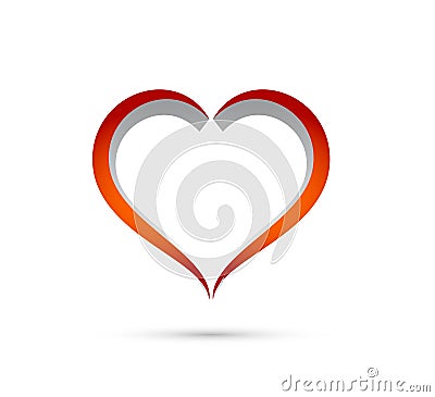 Abstract heart shape outline care Vector illustration. Red heart icon in flat style. Cartoon Illustration