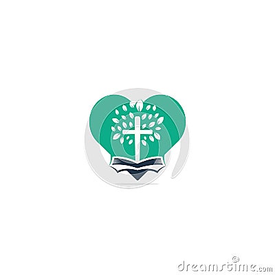 Abstract heart and tree religious cross symbol icon vector design. Vector Illustration