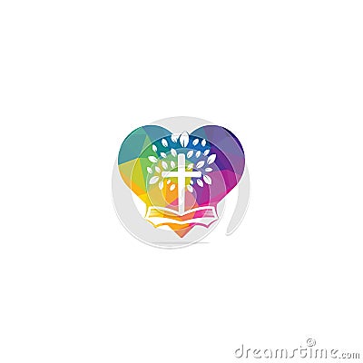 Abstract heart and tree religious cross symbol icon vector design. Vector Illustration