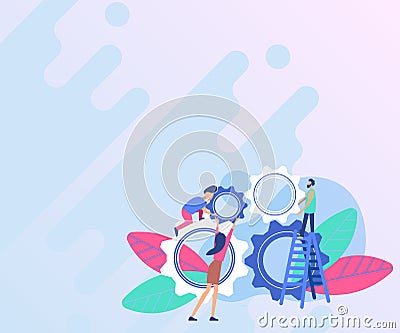 Abstract Helping Build Community, Society Working Together Concept, Illustration Science Project, Technology Development Vector Illustration