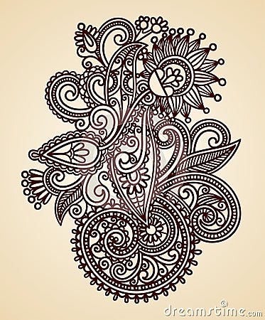 Abstract Henna Mendie Flowers Vector Illustration