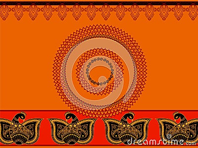 Abstract henna paisley-peacock background Vector Illustration