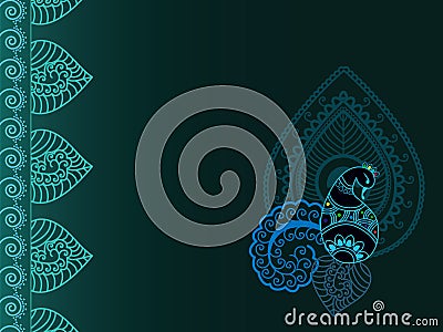 Abstract henna paisley-peacock background Vector Illustration