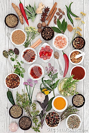 Abstract Herb and Spice Background Stock Photo