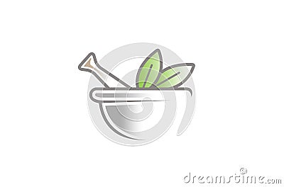 Abstract Herbal Pharmacy Mortar Logo Vector Illustration