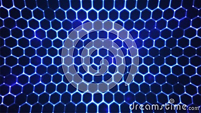Abstract hexagon background. Hexagonal pattern on blue backdrop. Futuristic print or wallpaper Cartoon Illustration