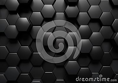 Abstract hexagon background. Many black hexagons, various heights Stock Photo