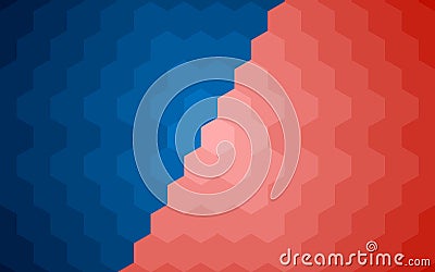 Abstract Hexagon blue-red gradient background, honeycomb design background. Stock Photo