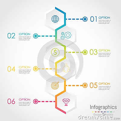 Abstract hexagon business Infographics elements Vector Illustration
