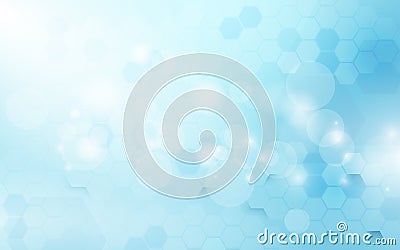 Abstract hexagon digital hi tech concept on soft blue background Vector Illustration