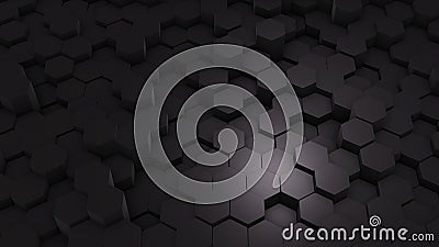 Abstract Hexagon Geometric texture. Black Surface illustration. Dark hexagonal grid pattern background, randomly wave in Cartoon Illustration