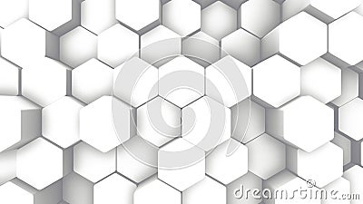 Abstract Hexagon Geometric texture. White Surface illustration. Light hexagonal grid pattern background, randomly wave Cartoon Illustration