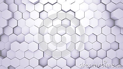 Abstract Hexagon Geometric texture. White Surface illustration. Light hexagonal grid pattern background, randomly wave Cartoon Illustration