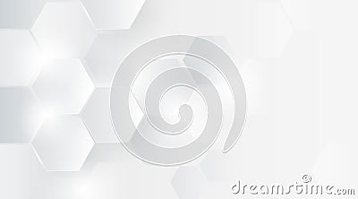 Abstract hexagon overlapping grey and white design background. Geometric shape technology concept. Minimal and modern design. Vector Illustration