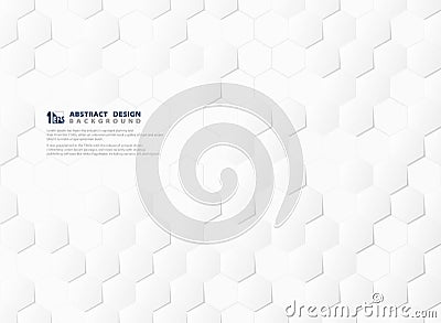 Abstract hexagon pattern technology 3d white and gray background. illustration vector eps10 Vector Illustration