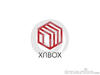 abstract hexagon polygon box shape logo. icon template for business, logistic, delivery courier, transport service concept design. Vector Illustration