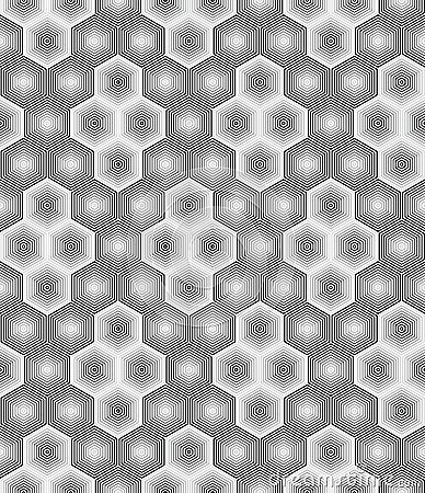 Abstract hexagon seamless pattern from striped elements. Diamond shape lattice Vector Illustration